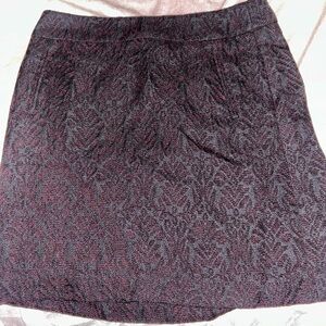 LOFT Black and Red Textured A-Line Skirt